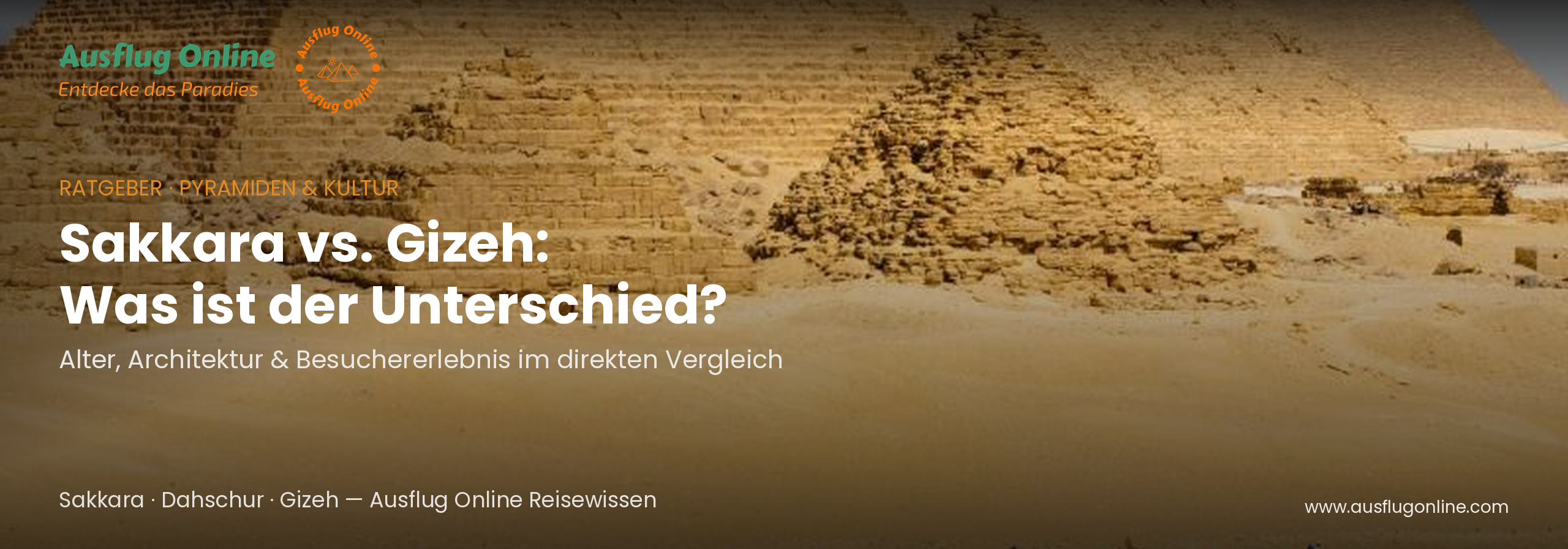 Sakkara vs Gizeh Unterschied – Pyramiden von Gizeh mit Kamelkarawane in der Wüste