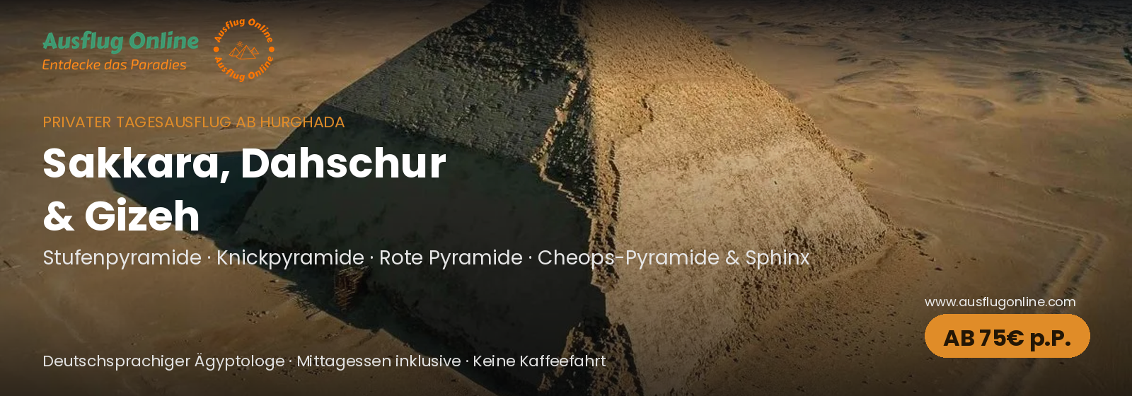 Dahschur Knickpyramide und Rote Pyramide Ratgeber mit der Alabaster-Sphinx von Memphis vor Palmen